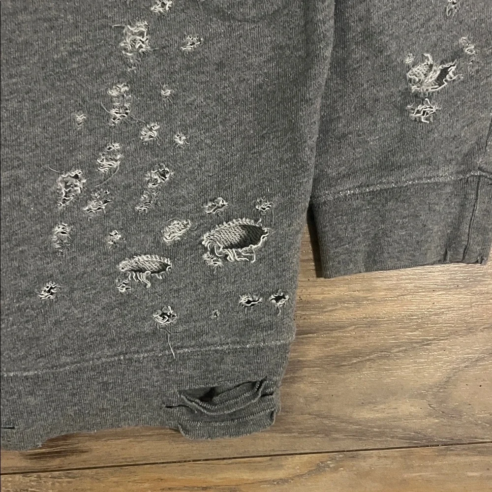 Express Gray Distressed Sweatshirt - Picture 2 of 6